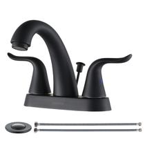 Torneira de banheiro WOWOW Black com 2 alças, conjunto central de 4 polegadas, preto fosco Torneira de banheiro WOWOW Black com 2 alças, conjunto central de 4 polegadas, preto fosco