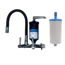 Torneira de Cozinha com Filtro Gourmet de Parede Tubo Flexível De Um Quarto de Volta Em Abs Preta com Arejador e Refil Incluso