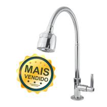 Torneira De Cozinha De Mesa Bancada Gourmet Metal Flexível 1/4 de Volta Cromo C-66 Cód. 2199