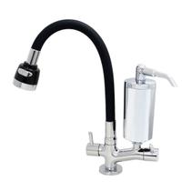 Torneira de Cozinha de Mesa Preto Com Filtro Blindado Cromado Cone Gourmet Bica de Inox Flexível Torneira de Cozinha de Mesa Preto Com Filtro Blindado Cromado Cone Gourmet Bica de Inox Flexível