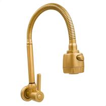 Torneira de Cozinha Dourada Gourmet Flexível Parede Meta