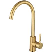 Torneira De Cozinha Em Aço Inoxidável Dourado Escovado, Uso Misto De Bacia De Água Quente E Fria