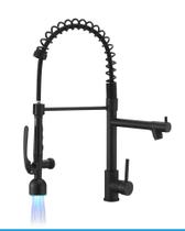 Torneira de cozinha Fapully Black com luz LED de pulverizador suspenso