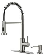 Torneira de cozinha FORIOUS Brushed Nickel com dispensador de sabão
