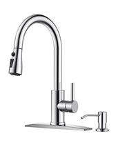 Torneira de cozinha FORIOUS com dispensador de sabão cromado de alça única