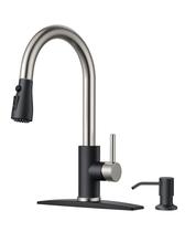 Torneira de cozinha FORIOUS com dispensador de sabão preta escovada