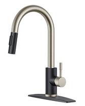 Torneira de cozinha FORIOUS com pulverizador suspenso em aço inoxidável preto