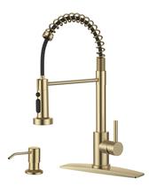 Torneira de cozinha FORIOUS Gold em aço inoxidável com dispensador de sabão