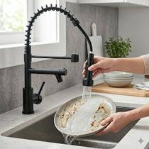 Torneira De Cozinha Gourmet Alça Única Com Extensor De Spray Tubo De Água Flexível Superior