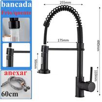Torneira De Cozinha Gourmet Alça Única Com Extensor De Spray Tubo De Água Flexível Superior Prateado Para Ajuste