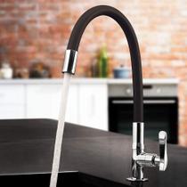 Torneira De Cozinha Gourmet Bancada 1/4 Volta Silicone Flexível Preta
