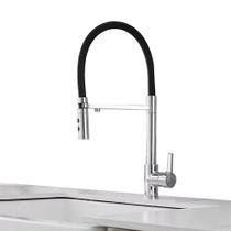 Torneira de Cozinha Gourmet Bico Flexível Ducha e Jato Monocomando Suporte de Filtro