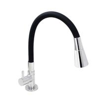 Torneira De Cozinha Gourmet de Mesa Revestida Em Silicone Preto FlexívelC61 Bico Arejador Com Cone Duplo Jato