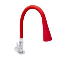 Torneira De Cozinha Gourmet de Mesa Revestida Em Silicone Vermelho FlexívelC61 Bico Arejador Com Cone Duplo Jato