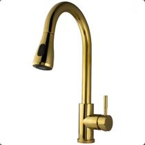 Torneira De Cozinha Gourmet Monocomando Extensível Dourado