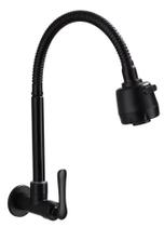 Torneira de Cozinha Gourmet Parede com Bica Flexível Preta Fosca