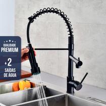 Torneira de Cozinha Gourmet Preta Monocomando 50cm Com Spray Pia Misturador Preto Fosco para Bancada