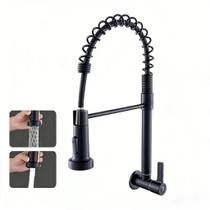 Torneira De Cozinha Inox Preta Modelo Flexível Com Mola Preto Fosco Torneira De Cozinha Inox Preta Modelo Flexível Com Mola Preto Fosco
