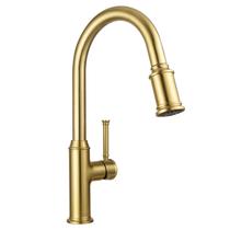 Torneira de cozinha Lava Odoro Curtura Brushed Gold com pulverizador