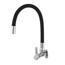 Torneira De Cozinha Metal De Parede Com Cano Flexível Preto