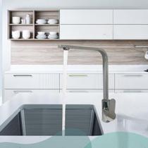 Torneira de Cozinha Monocomando Bancada Alta Giratória 1/4 de volta Cromada Brilhante Misturador Slim Luxo Quente e Fria Torneira de Cozinha Monocomando Bancada Alta Giratória 1/4 de volta Cromada Brilhante Misturador Slim Luxo Quente e Fria
