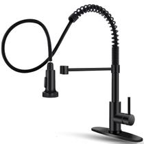 Torneira de cozinha OWOFAN em aço inoxidável preto com pulverizador suspenso Torneira de cozinha OWOFAN em aço inoxidável preto com pulverizador suspenso
