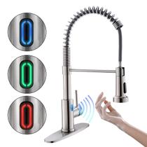 Torneira de cozinha OWOFAN Touchless com luz LED de pulverizador suspenso Torneira de cozinha OWOFAN Touchless com luz LED de pulverizador suspenso