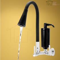 Torneira de Cozinha Parede com FIltro Flexivel Preta 2 Jatos 1/4 de Volta