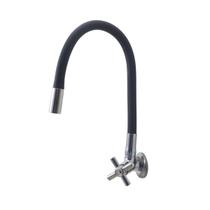 Torneira de Cozinha Parede Gourmet Metal Silicone Preta Flexível C34