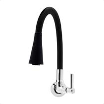 Torneira de Cozinha Pia Gourmet Bica Cone Flexível Emborrachado Preto Black Parede