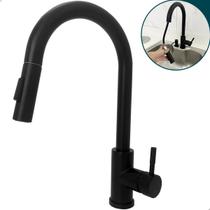 Torneira De Cozinha Preta Fosca Inox 304 Monocomando Misturador Quente Frio Bica Alta De Mesa Bico Extensivo Flexível Torneira Gourmet Pia Bancada