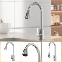 Torneira de Cozinha Roma Mangueira Flexível Aço Inox GoldenX