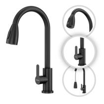 Torneira de Cozinha Roma Mangueira Flexível Aço Inox Preto GoldenX