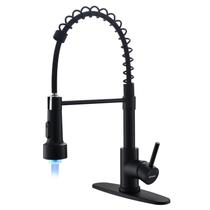 Torneira de cozinha WEWE Pull Down Sprayer LED Light Matte Black Torneira de cozinha WEWE Pull Down Sprayer LED Light Matte Black