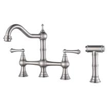 Torneira de cozinha WOWOW Bridge de 8 polegadas com pulverizador lateral de latão Torneira de cozinha WOWOW Bridge de 8 polegadas com pulverizador lateral de latão