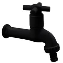 Torneira De Jardim Longa Lavanderia Tanque De Bico Mangueira Em Abs Acabamento Fosco Preto Black De 1/2X3/4 Design Resistente Funcional Moderna