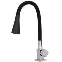 Torneira De Mesa Gourmet Flexível Black Preta Acabamento Quadrado Inox Cromado Jato Chuveirinho Continuo De 1/4 De Volta Design Moderno Iguatemi Torneira De Mesa Gourmet Flexível Black Preta Acabamento Quadrado Inox Cromado Jato Chuveirinho Continuo De 1/4 De Volta Design Moderno Iguatemi