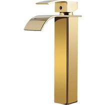 Torneira de Mesa Luxo Banheiro Alta Cascata Monocomando Dourado 27cm Torneira de Mesa Luxo Banheiro Alta Cascata Monocomando Dourado 27cm