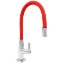 Torneira De Mesa Para Cuba Pia Bica Alta Flexível Em Abs Vermelho Gourmet Quadrada 1/4 De Volta Volante Alta Qualidade Resistente Iguatemi