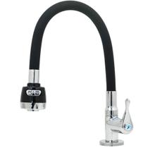 Torneira De Mesa Para Cuba Pia Bica Alta Fléxivel Em Metal Preta Black Gourmet Chuveirinho 1/4 De Volta Volante Alta Qualidade Resistente Iguatemi