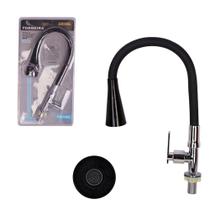 Torneira de Mesa Silicone com Ducha Para Cozinha - Preta