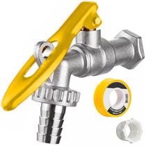 Torneira De Metal Porta Cadeado + Bucha Redução + Veda Rosca