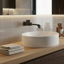Torneira de Parede Banheiro Lavabo Estilo Quadrada Bica Longa Giro 360º Preta - Modelo Grand Reno