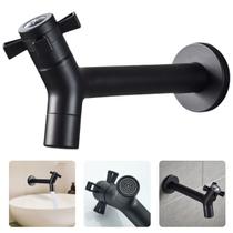 Torneira de Parede Cozinha Banheiro Lavabo Jardim Lavanderia Manopla em Flor Aço Inoxidável Preta