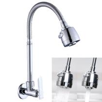 Torneira De Parede Cozinha Gourmet Flexível Metal 1/4 Volta Metal Cromado - FV33