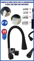 Torneira De Parede Metal Bica 3/4 Emborrachada Flexível Com Saída Para Purificador