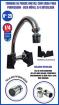 Torneira De Parede Metal Com Saída Para Purificador - Bica Removível 3/4 Articulada