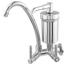 Torneira De Parede Para Cozinha Bica Alta Com Filtro 1/4 De Volta Cromado