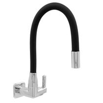 Torneira De Parede Para Cuba Pia Bica Alta Flexível Em Abs Preto Black Gourmet Quadrada 1/4 De Volta Volante Alta Qualidade Resistente Iguatemi