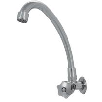 Torneira De Parede Para Cuba Pia Cozinha Banheiro Bica Alta Em 100% Metal Acabamento Cromado 1/4 De Volta Volante Alta Qualidade Resistente Iguatemi